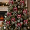 12Pcs/Set Elegant Bowknot Pearl Hanging Pendant Christmas Tree Ornaments  Xmas Party Supplies