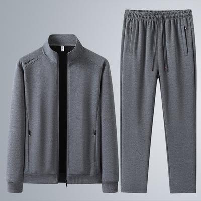 Traje Deportivo de Algodón para Hombre de Primavera Otoño Sudadera de Cuello Alto de Mediana Edad y Ancianos Cárdigan Casual Elegante de Corte Holgado