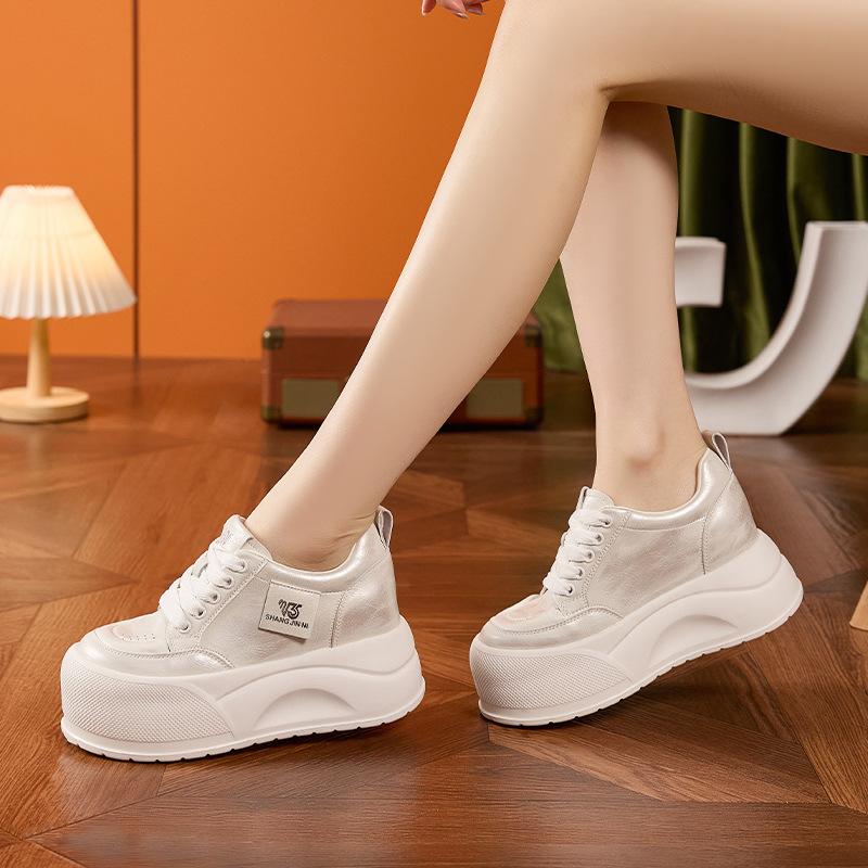 Fashion 9CM Microfiber Leather Chunky Sneaker High Brand Platform Wedge Flats Vulcaniz Comfy Booties Shoes Fashion Summer Women