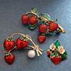 Unique Rhinestones Strawberry Brooch Pin Delicate Fashion Accessory Portable for Clothing and Bags Decoration Casual Wear