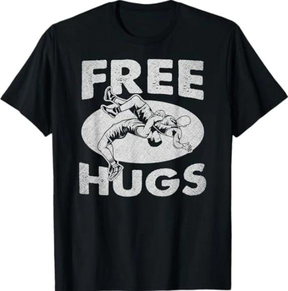 Wrestling - Funny Free Hugs Wrestling T- Shirt 2XL