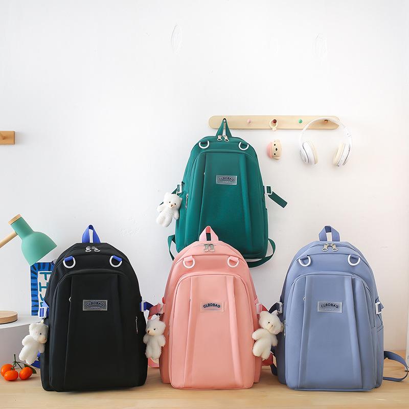 Canvas Student Backpack Fashion College Style Junior High School Campus School Bag Large Capacity Set Backpack Air Cushion Strap