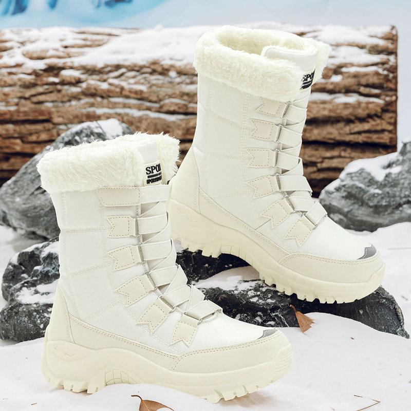 TUINANLE Fashion Snow Boots Women Large Size Cotton Shoes Plush Warm Casual Winter Boots Casual Non Slip Cotton Shoes