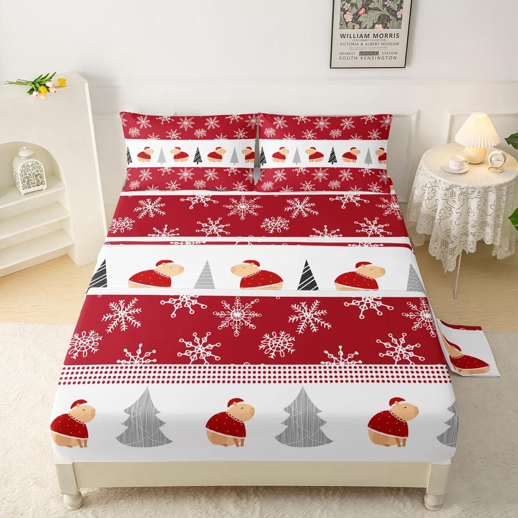 Ice Hockey Player Pattern Sheet Four Piece Bedding Set Bedroom Room Dormitory Bedding Decoration