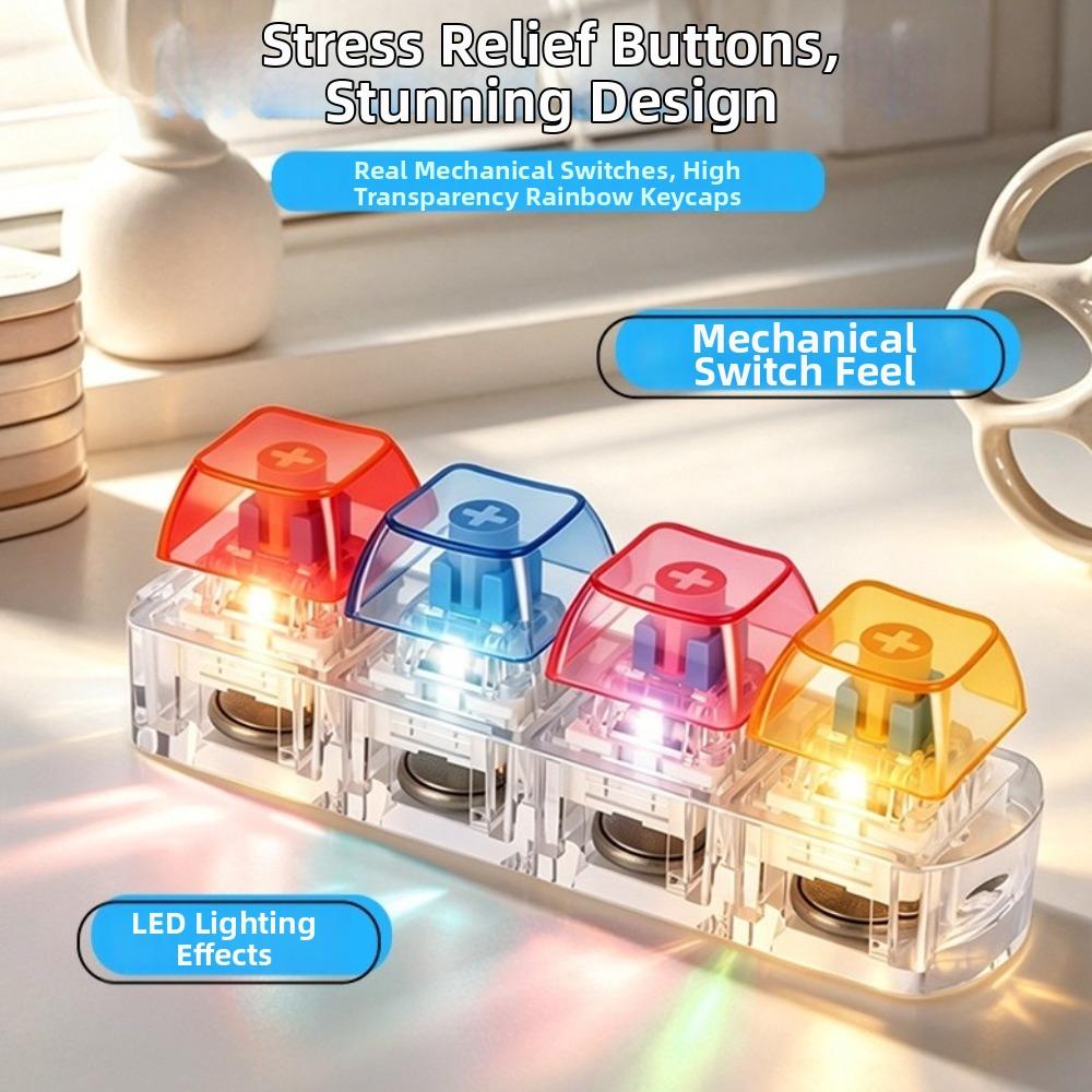 Transparent Mechanical Switch Keyboard 4 Keys Keyboard Fidget Clicker  Portable