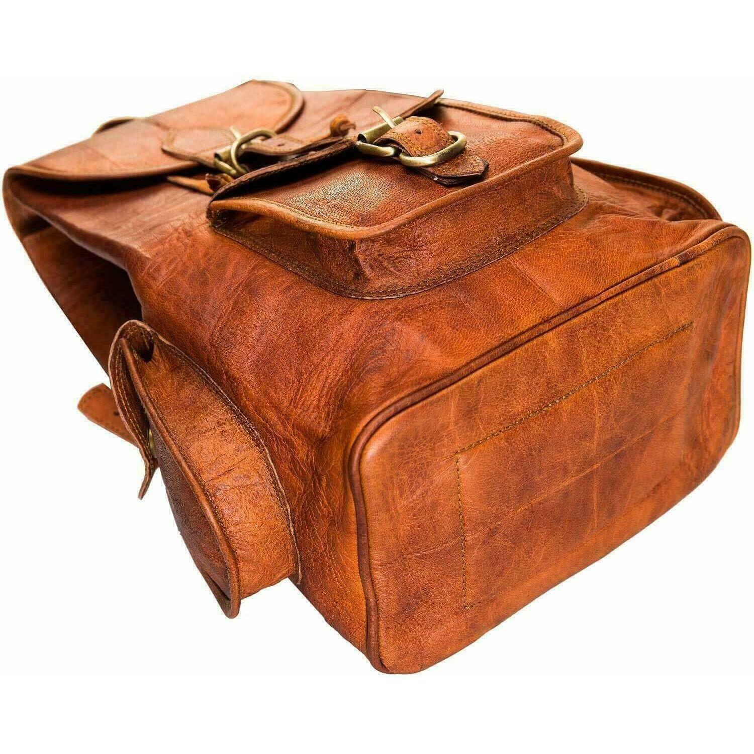 Сумка Кожаный Рюкзак Козы S Мужской Рюкзак Для Ноутбука Старинный Посланник Коричневый — фото 3