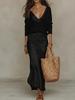 Women's Chic Satin Maxi Dress 2 Pieces Sets Sexy Straps Sleeveless Long Sleeve Top Evening Dresses Elegant New Party Street Gown