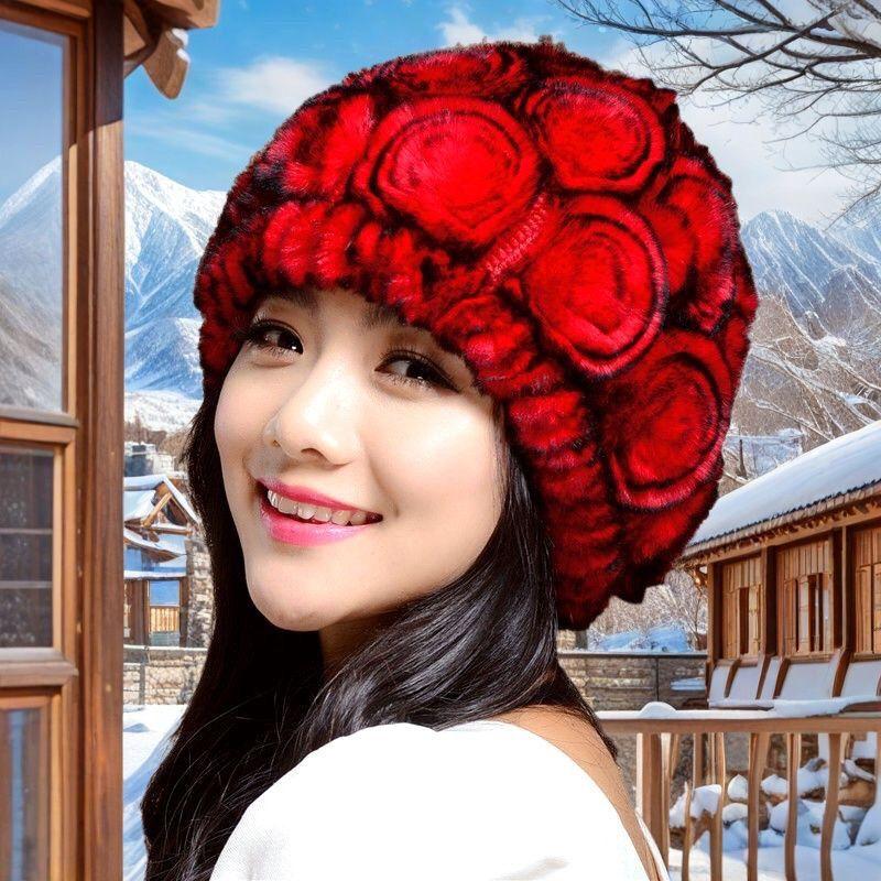Rex Rabbit Hair Windproof Hat Children Winter Middle-aged and Elderly Cute Versatile Thickened Hat Winter Warm and Cold Ear Hat