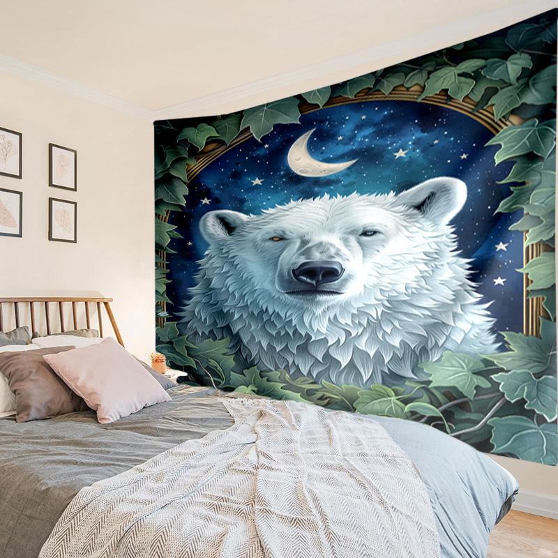 Autumnal Bear Family Scene Tapestry Room Decoration Wall Hanging for Living Room Bedroom, dormitory, Birthday and Christmas gifts