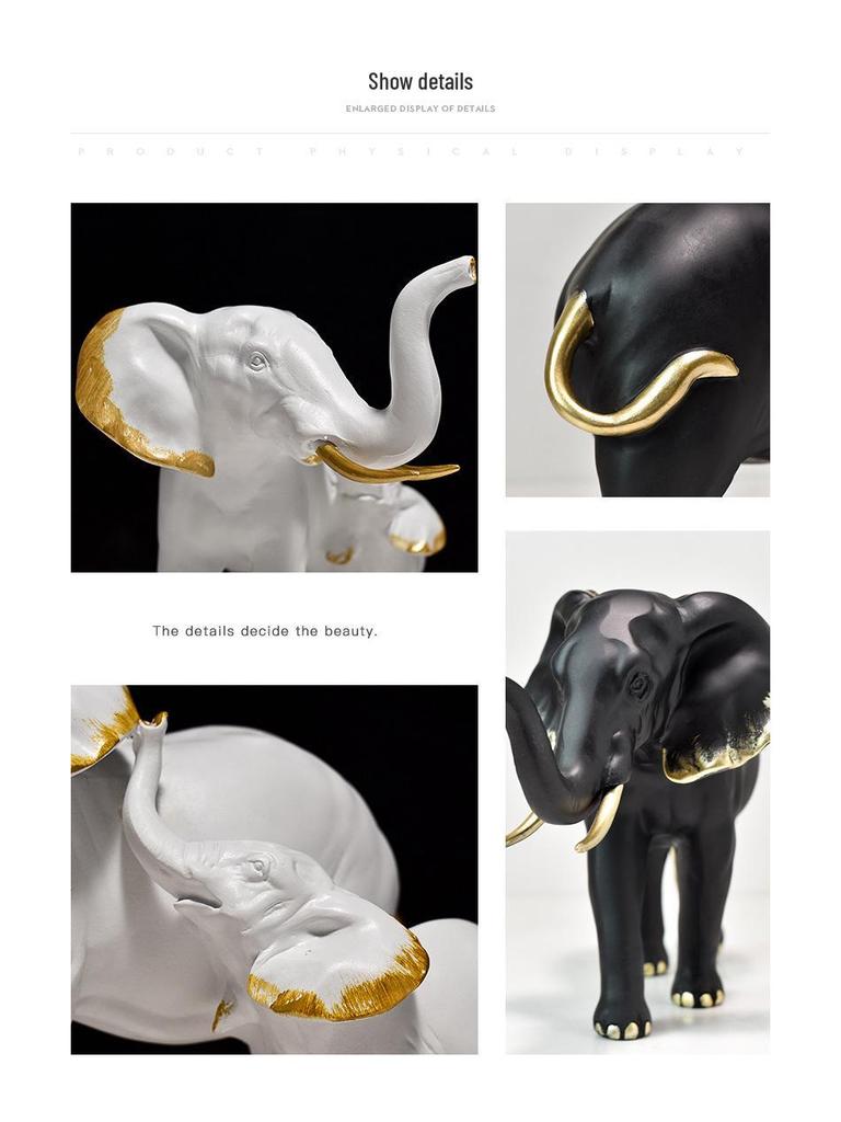 Modern Light Luxury Elephant Ornament - Resin Handicraft for Office, Living Room, or TV Cabinet Decoration