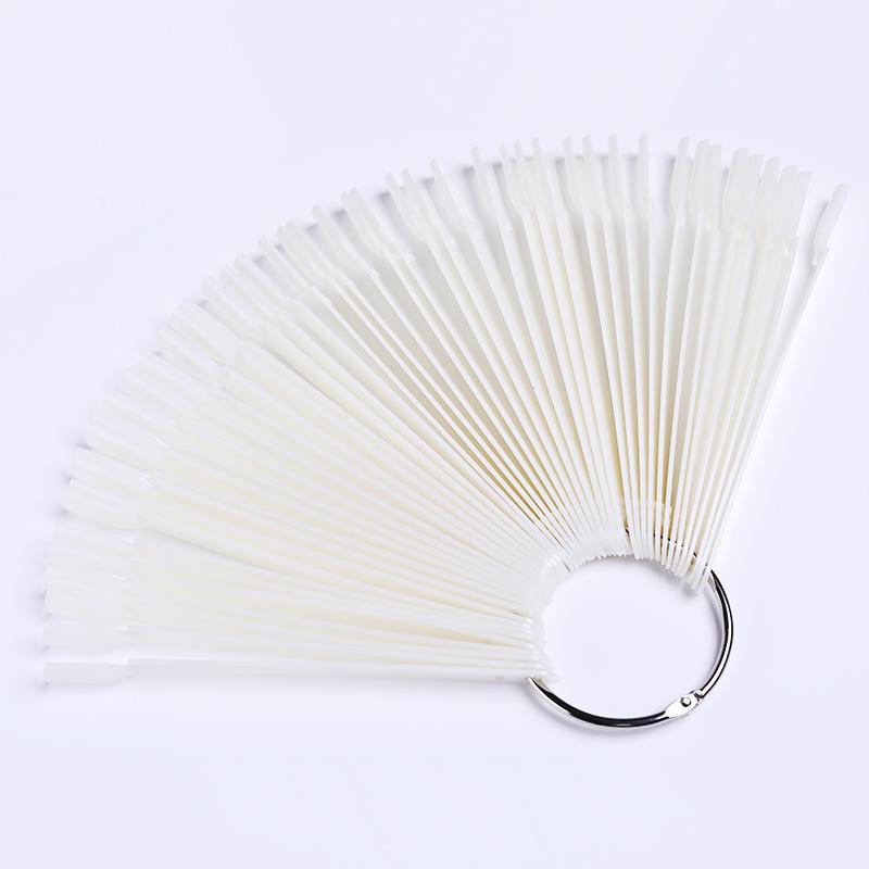 

Зразок для нейл-арту у формі віяла з круглою головкою, пофарбований зразок для нігтів, зразок для демонстрації нейл-арту 50 штук білий