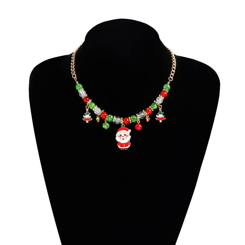 New Christmas Necklace Santa Claus Snowman Pendant Gift Unisex Festive Alloy Choker Holiday Party Jewelry Accessory