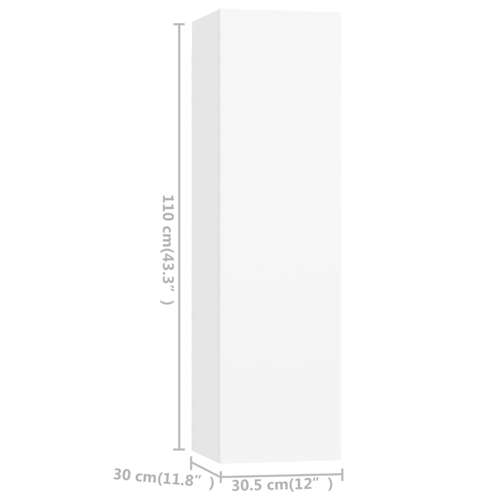 4 Piece Wall Mounted TV Cabinet Set White Particleboard