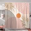 Elegant Modern Geometric and Palm Leaf Design Waterproof Shower Curtain – Perfect for Adding a Stylish and Contemporary