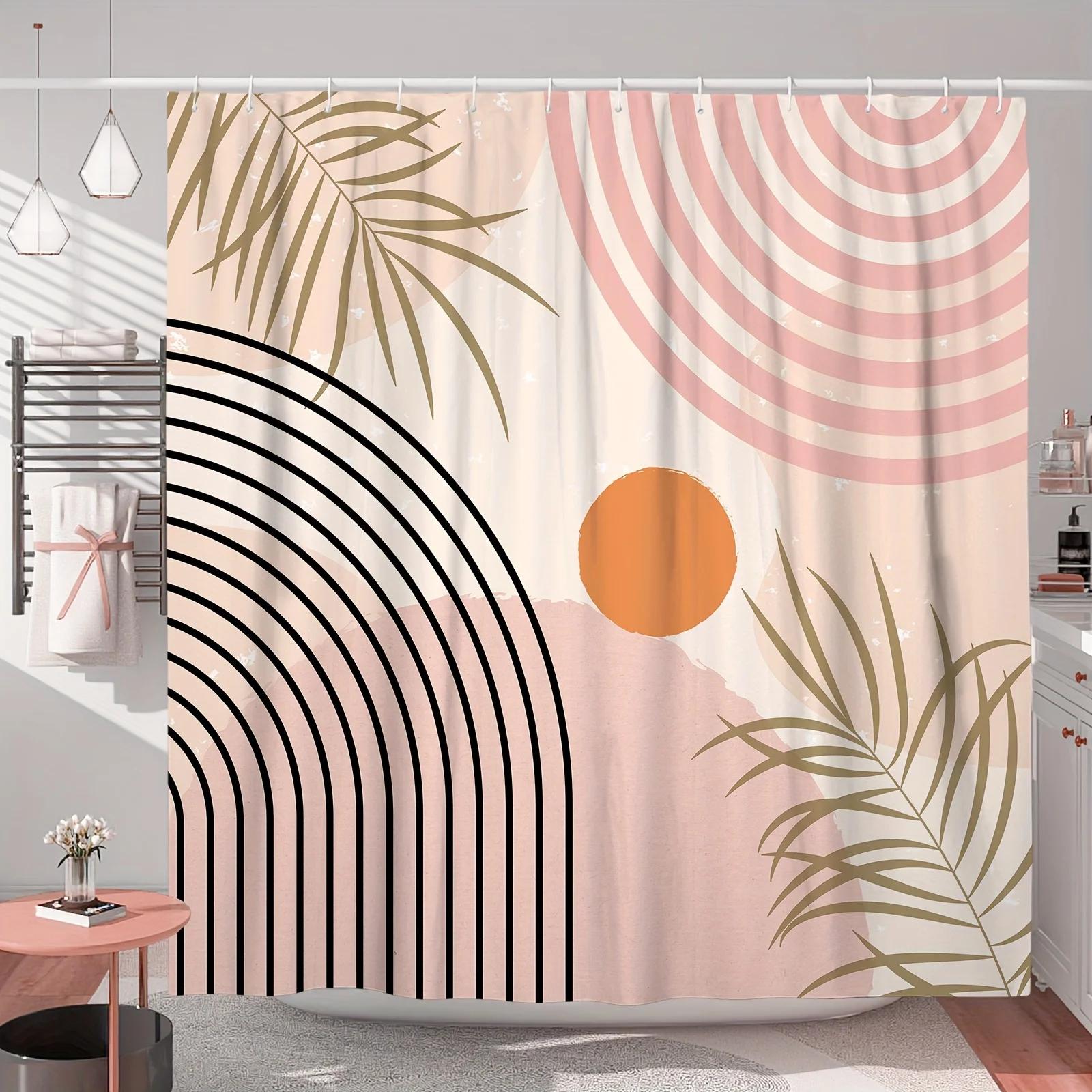 

Elegant Modern Geometric and Palm Leaf Design Waterproof Shower Curtain – Perfect for Adding a Stylish and Contemporary 90X180CM