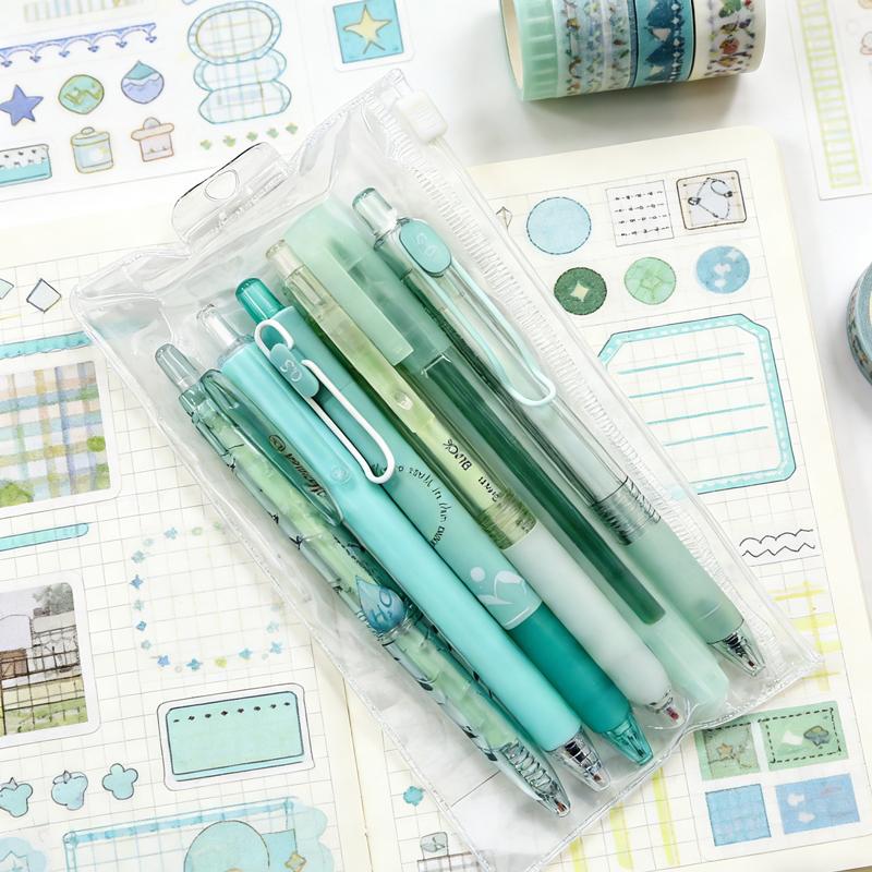 6Pcs Gel Pens Set 0.5mm Fine Point Black Ink Retractable Ballpoint Pens, Cute Aesthetic Pens for Writing School Office Supplies