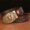 Brown Sheepskin Belt with Bronze a Stylish Gift for Birthdays and Men's Buckle, Father's Day, 130cm/51.2in