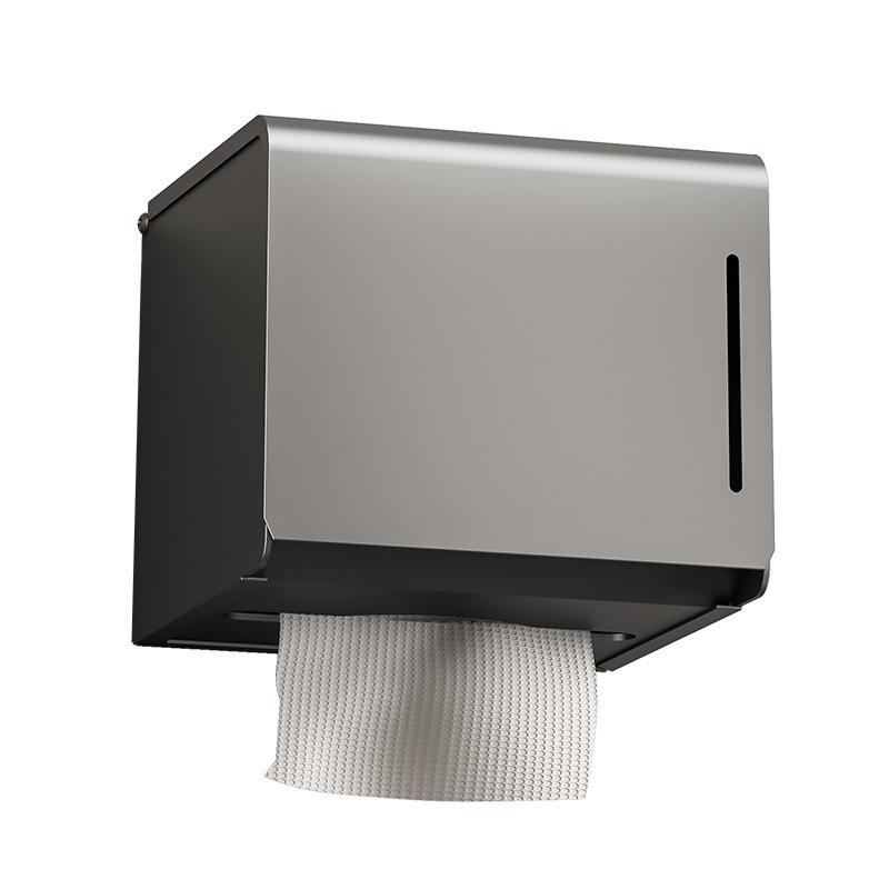 Punch-Free Wall-Mounted Gun Gray Tissue Box and Towel Holder
