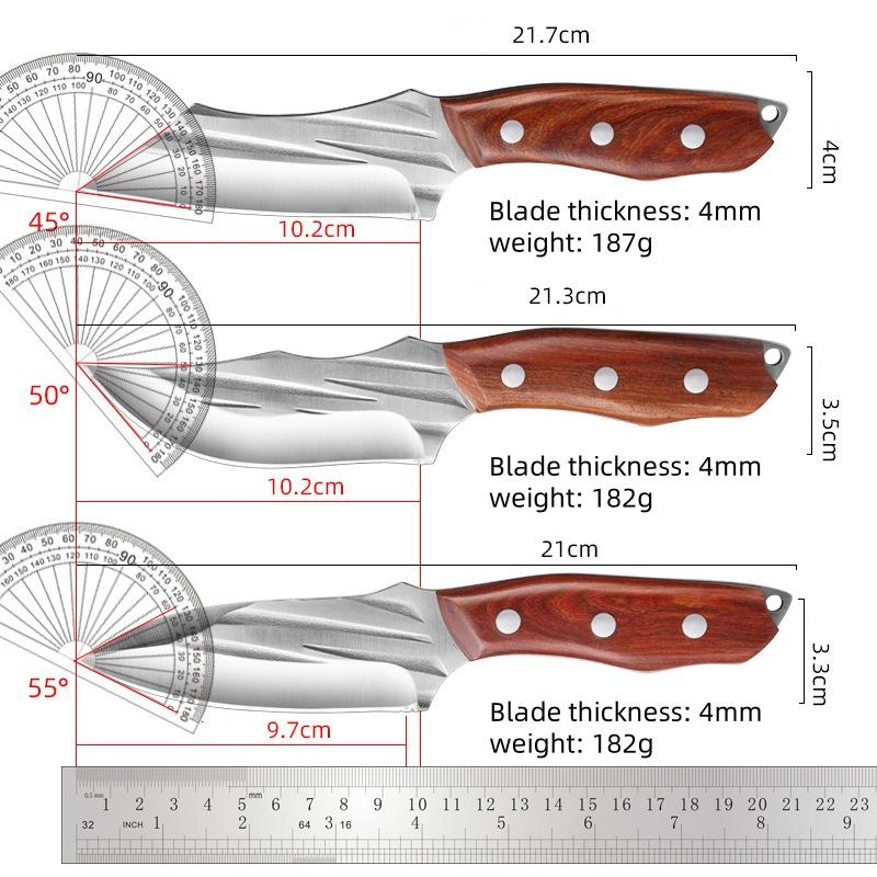 Stainless Steel Boning Knife Butcher Fish Fruit Vegetable Cutter Cleaver Kitchen Knives with Sheath