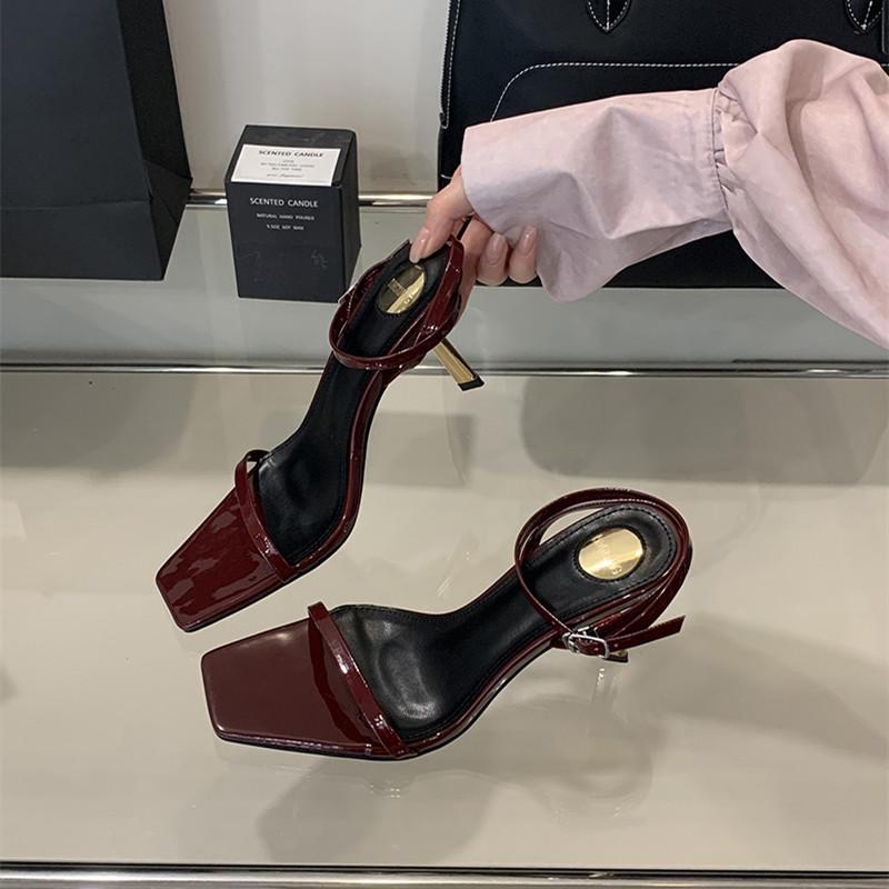 Fashion Bailamos Brand Women Sandal Shoes Fashion Red Narrow Band Ladies Elegant Gladiator Shoes Thin High Heel Dress Pumps Shoes Mujer