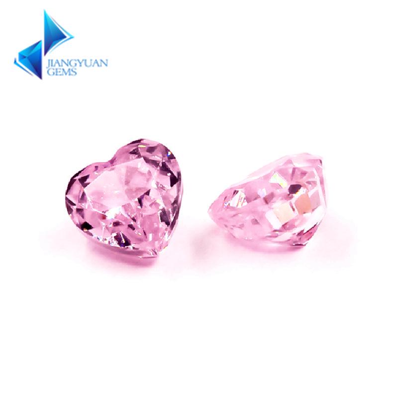 9A Pink Heart-Shaped Synthetic Gemstone with Ice Flower Cut for DIY Jewelry