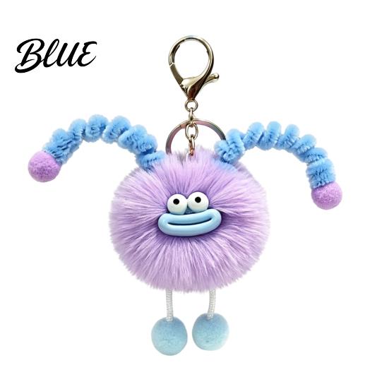 Fluffy Bag Pendants Sausage Mouth Creature Plush Keychain Cartoon Fuzzy Ball Keyring Pendant Women Key Rings Decorative Keychain for Handbags Purses