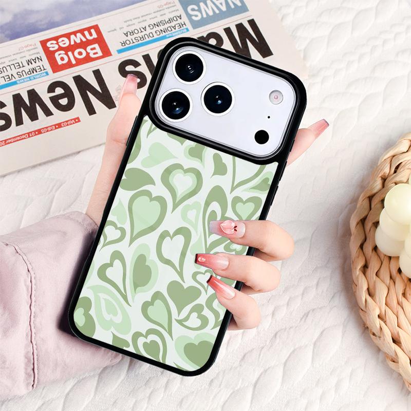 Sage Green Coffee Love Heart Latte Phone Case For IPhone 17 16e 15 14 13 12 11 Pro Max Air Mini Soft Protective Cover