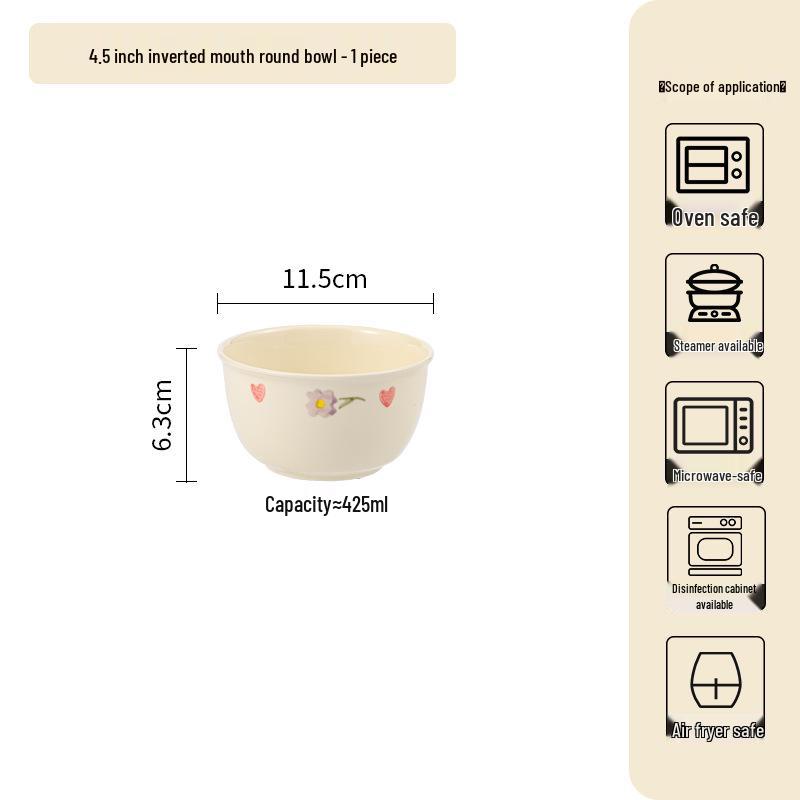 Keramická jídelní sada Cream Wisteria: Rýžová miska, Polévková miska, Kulaté a Hluboké talíře