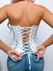 European & American Lace Corset: Hollow-Out Fishbone Bustier Top with French Print