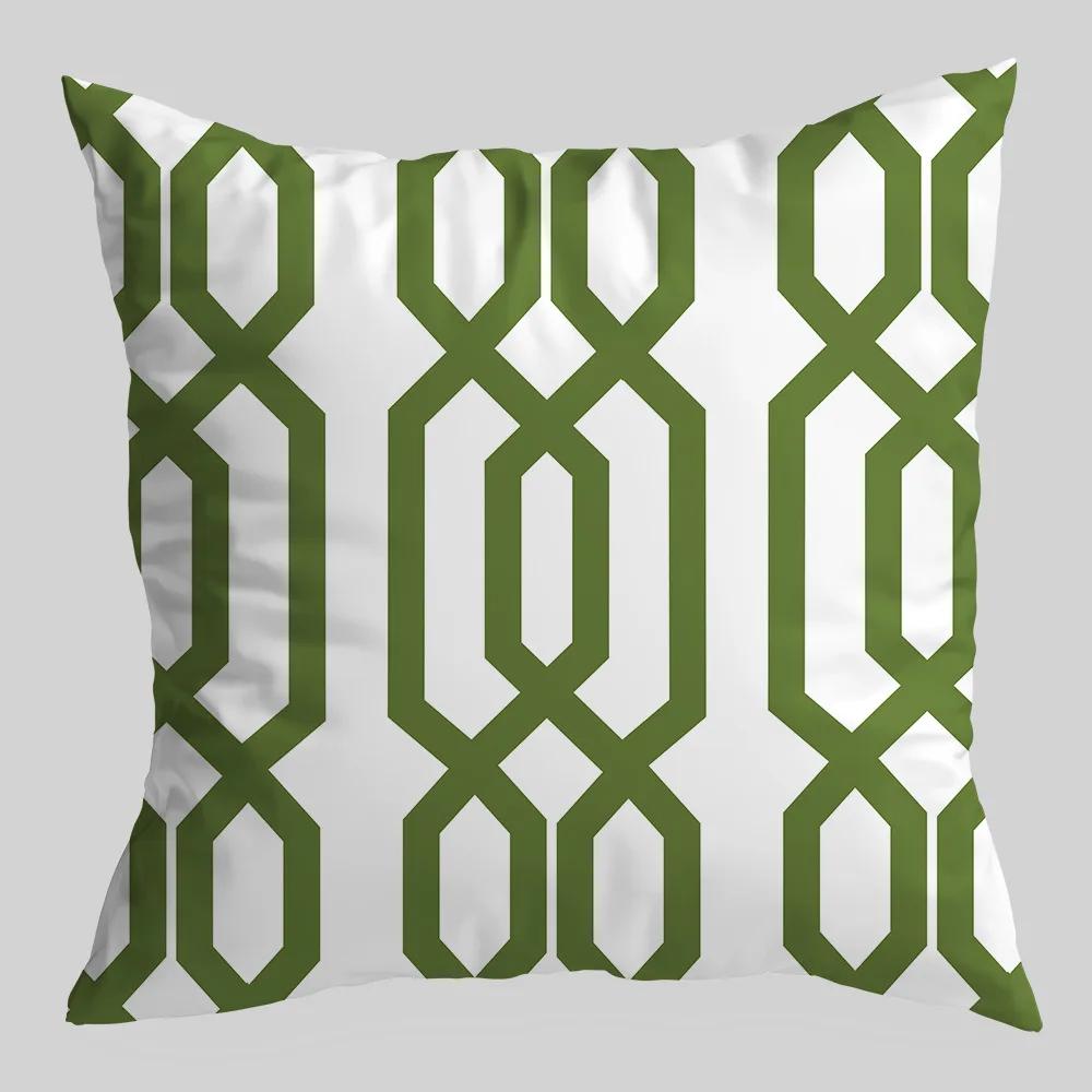 45x45cm Green Fresh Geometric Printed Pattern Pillowcase for Home Living Room Sofa Car Decoration Cushion