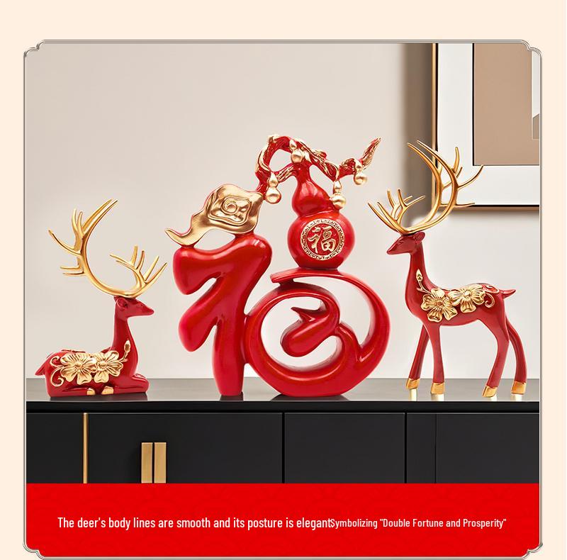 Fu Character Desktop Ornament for Cabinet or TV Stand - Chinese Style Home Decoration & Moving House Gift