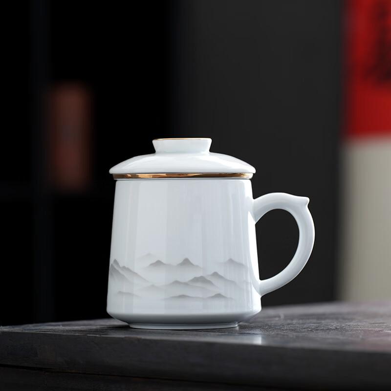 Zhuijia Mutton Fat Jade Porcelain Tea Infuser Mug