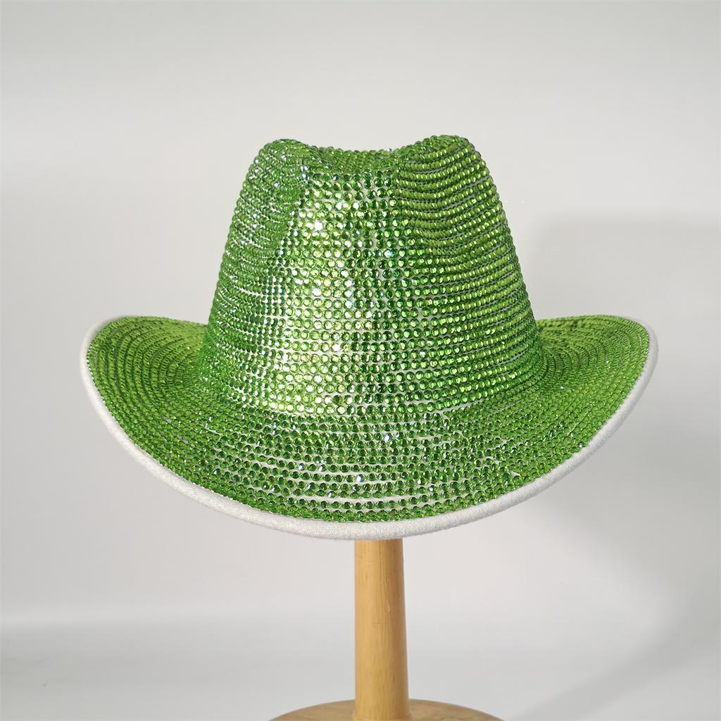 Super Glitzernder Cowboyhut Mit Strasssteinen Unter Den Lichtern Rot/Weiß Fedora Hut Bühnenbankett Hut Modischer Handgefertigter Hut