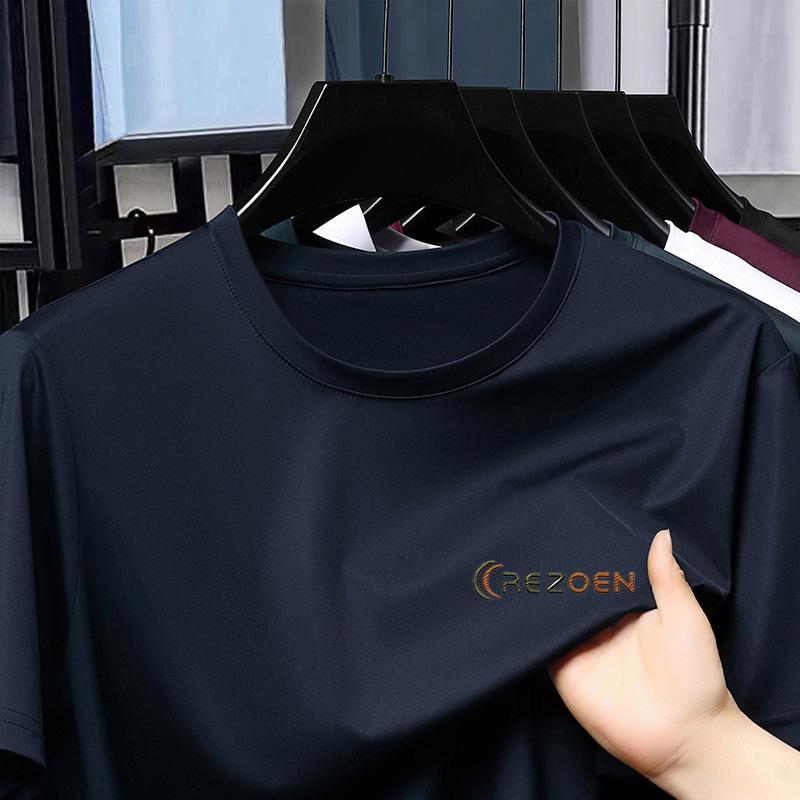 Summer Crew Neck Short Sleevet Fashion Versatile Men s Ice Polo Breathable Printed M
