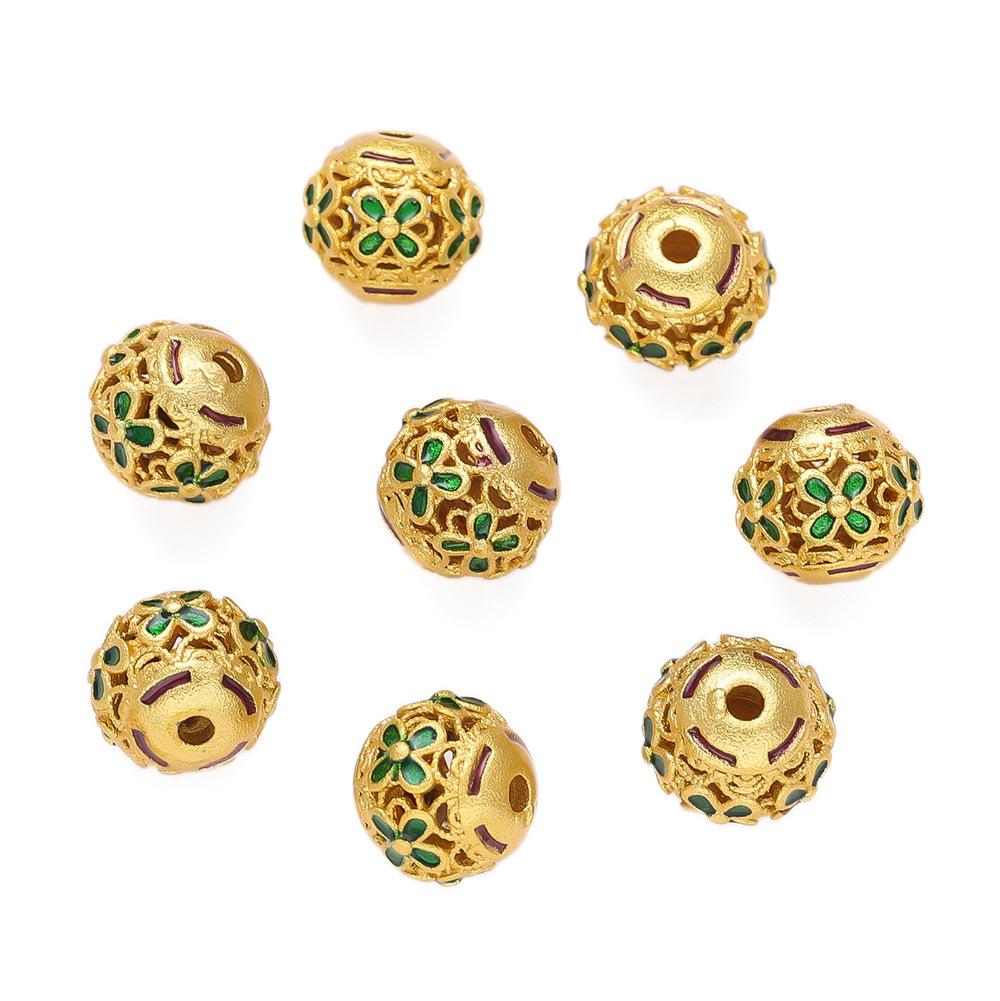 

Медь Капля Масла Гравировка Полый Цветок Круглая Бусина Разделительная Бусина Свободная Бусина DIY Браслет Сквозное Отверстие Ювелирные Изделия Переводная Бусина Ювелирные Аксессуары 1 piece/pack