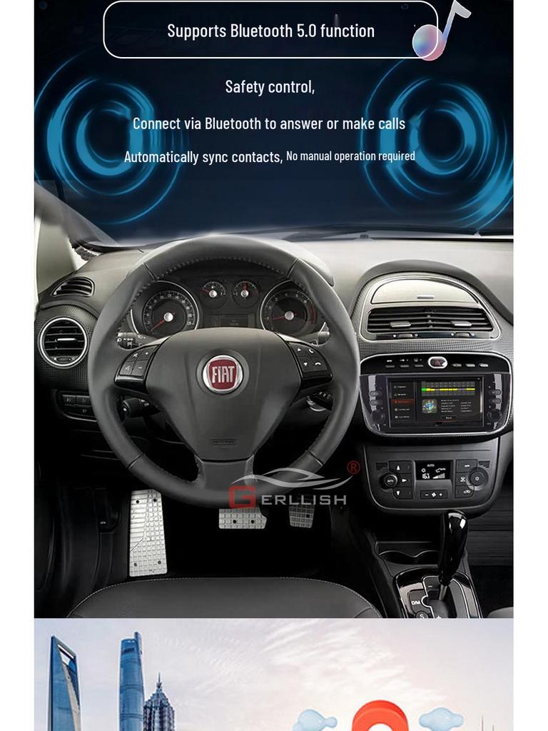 Cross 7-inch Car Navigation with Bluetooth and CarPlay for Fiat Punto/Linea.