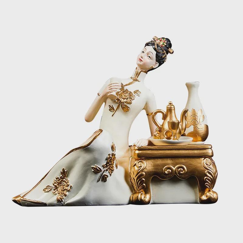 Elegant Retro Chinese Art Decor: Ladies' Ancient Figures for Living Room and Porch