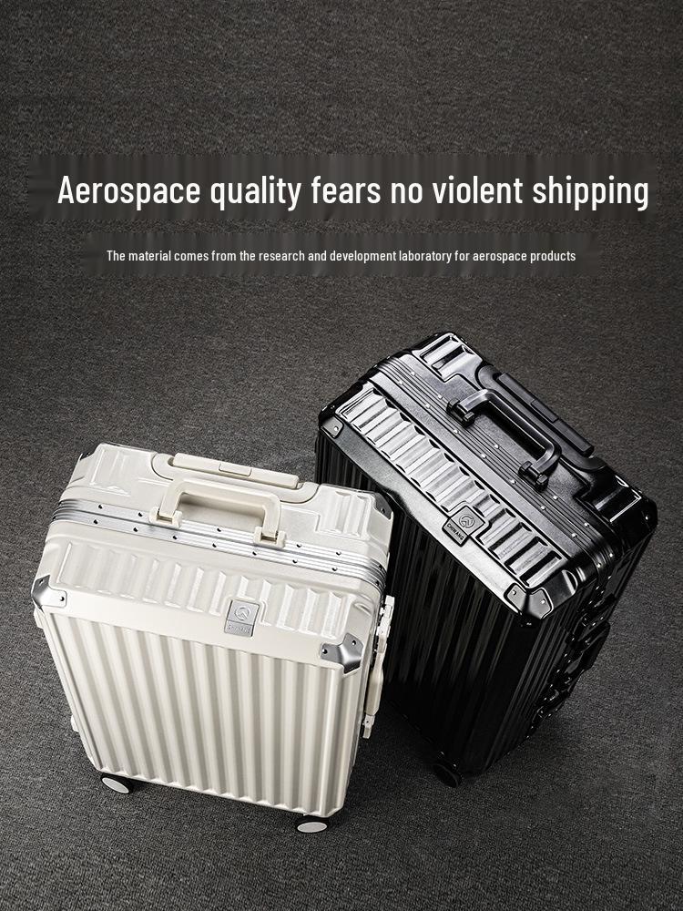 Aluminum Frame Suitcase with Silent Wheels - Wear-Resistant, 24-Inch Boarding Luggage for Students and Travelers