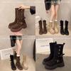 Thick-soled Two Wear Matte Martin Boots Women's 2025 New Autumn British Wind Locomotive Short Boots Can Be Folded Thin Single Boots
