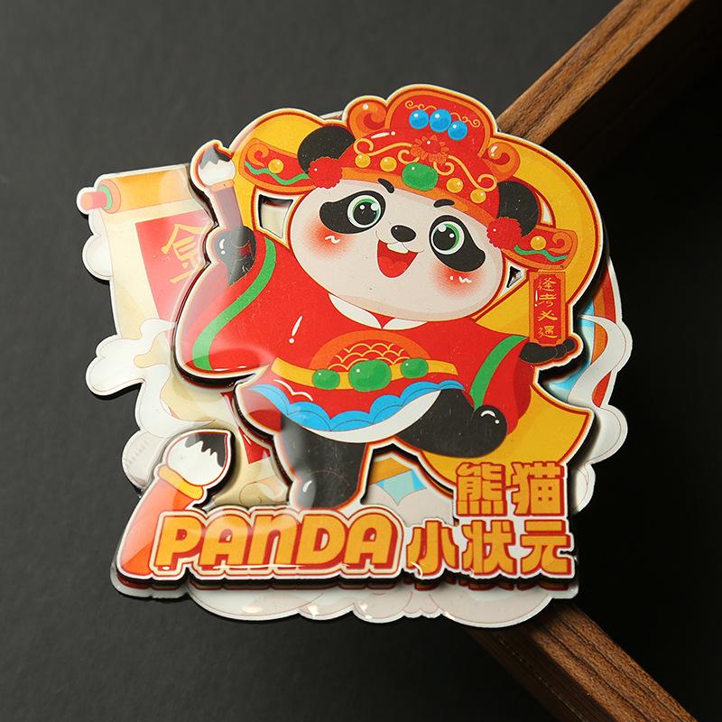 Cartoon Cute Panda Refrigerator Sticker Chinese Style 3d Cartoon Refrigerator Magnet Resin Fridge Magnet for Kitchen Decoration