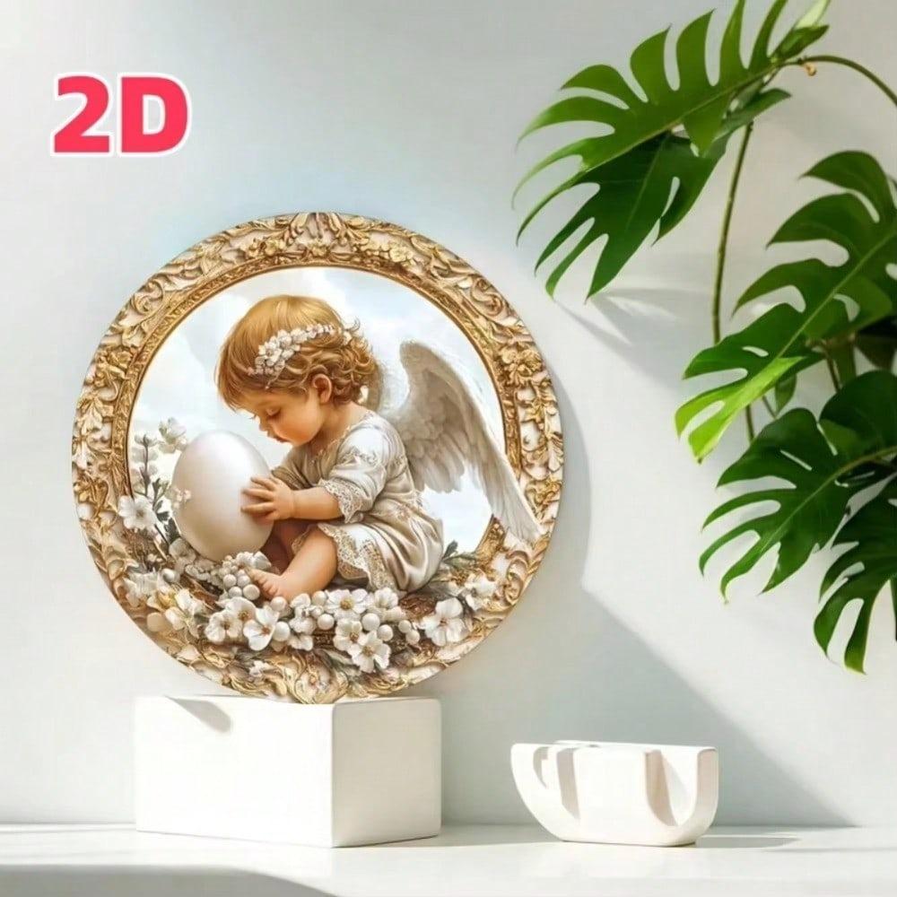 Gold Frame Floral Angel Metal Sign Home Decor Gift