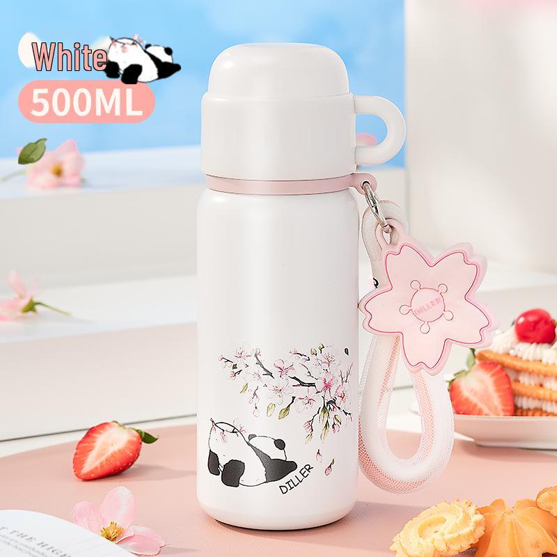 Sakura Panda 2024 Insulated Water Bottle with Lid - Large Capacity for School, Mini Cup for Girls