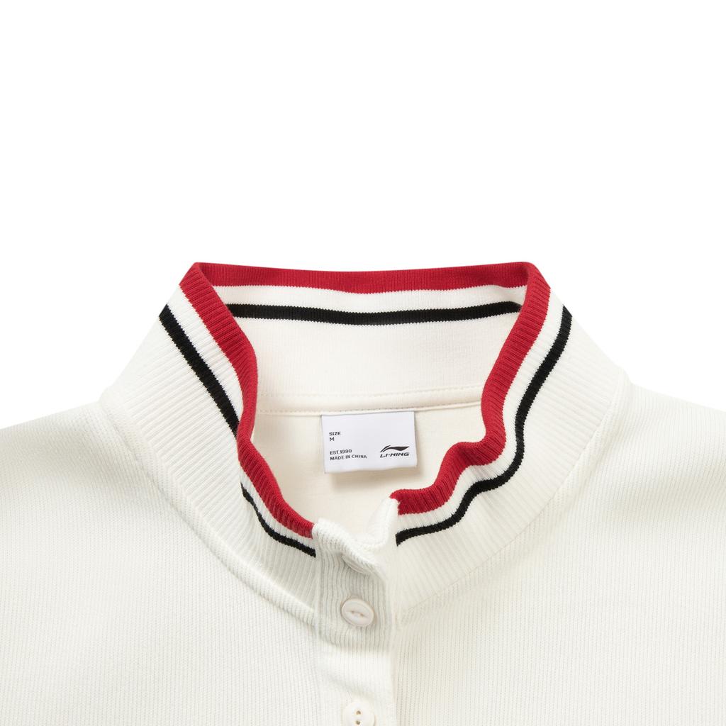 Li Ning Sports Trend Series Loose Fit Stand Collar Embroidered Letter Sweatshirt Women Sweatshirt AWDV984-1