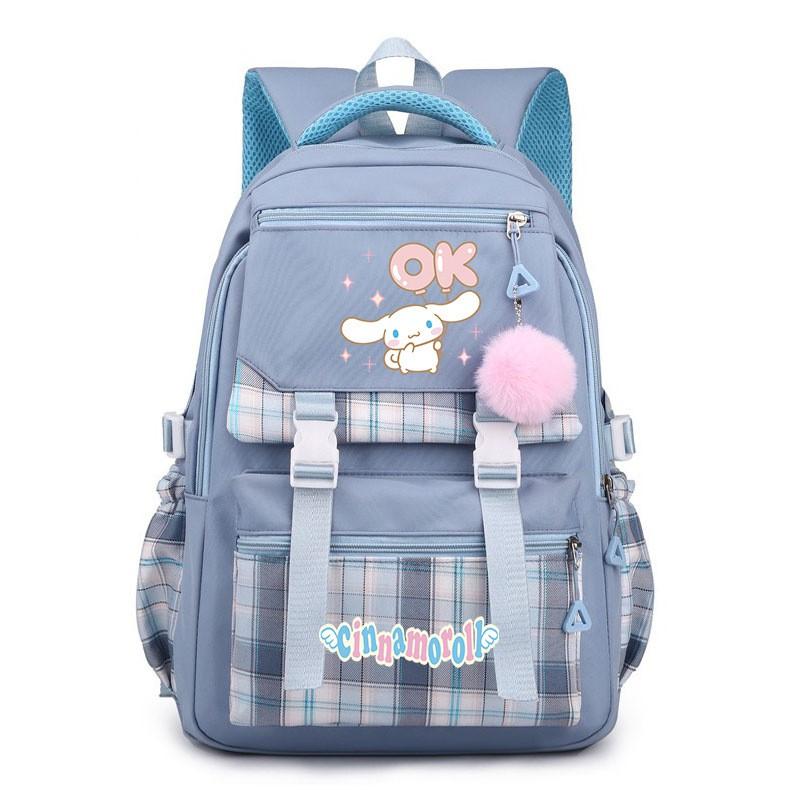 Cinnamoroll Kids School Backpack Boys Girls Large Capacity 20-35L Nylon Dual Strap Bag With Arc Shoulder Straps