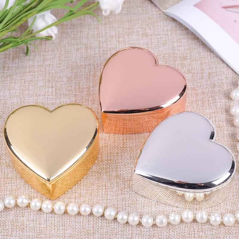 Metal Heart Shape Jewelry Storage Box Organizer Exquisite Earrings Ring Storage Jar Dresser Display Couple Unique Festival Gift
