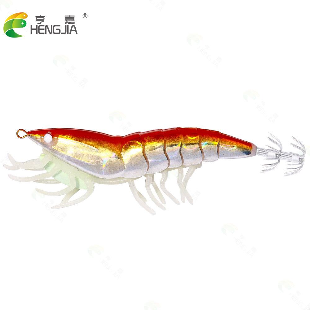 11CM22GLuminous Squid Shrimp Fake Bait Wood Shrimp Lure Bait Bionic Fishing Bait Universal for Freshwater and Saltwater 11CM 22G