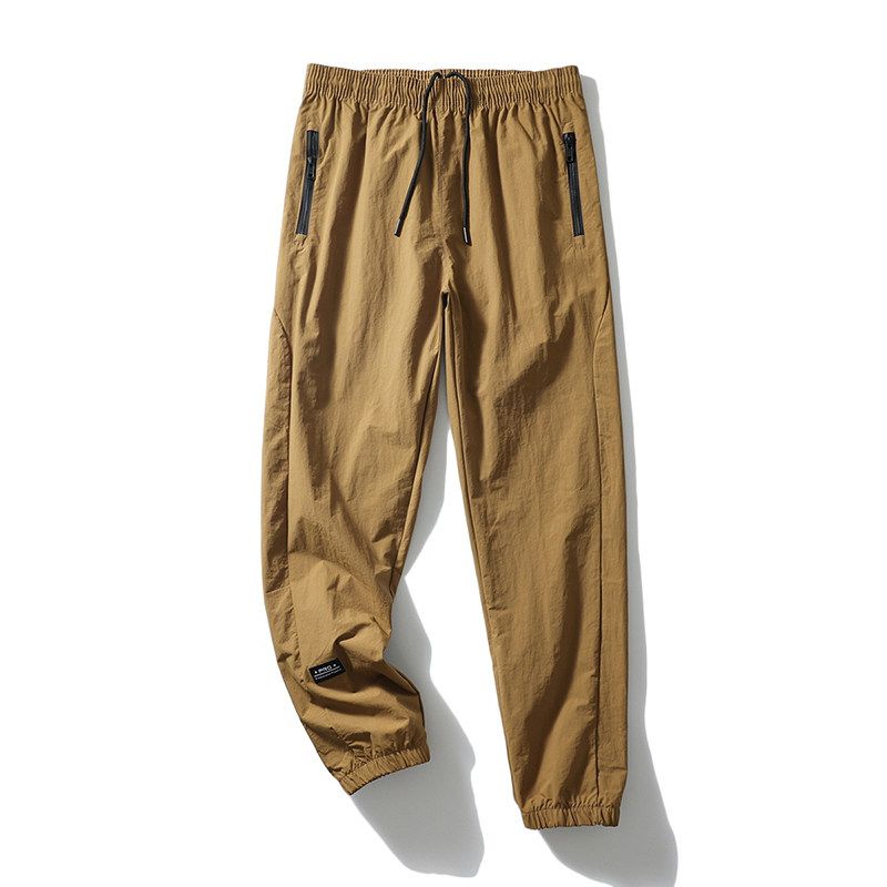 Mountain Outdoor Hiking Functional Sports Ankle-tied Sweat pants Men s Summer Thin Pants Foreign Trade Men s Casual Trousers Khaki (Ml261) 2XL