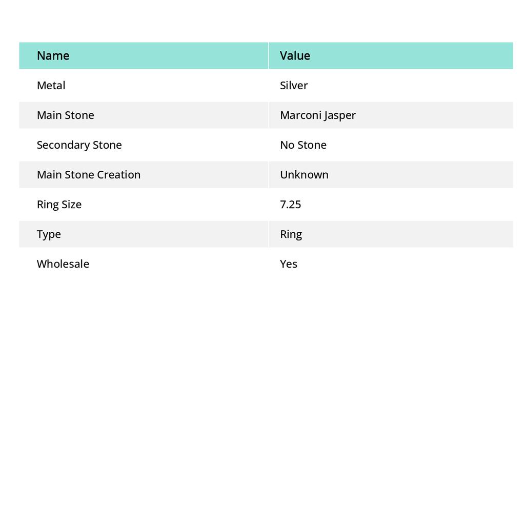 Marconi Jasper Gemstone Handmade Ethnic Birthday Gift Jewelry Ring 7.25" y5H33