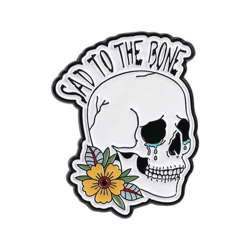 

You Can t Control Shit Except Your State Of Mind Enamel Pin Sad To The Bone Skull Brooches Lapel Badge Jewelry Gift for Friends