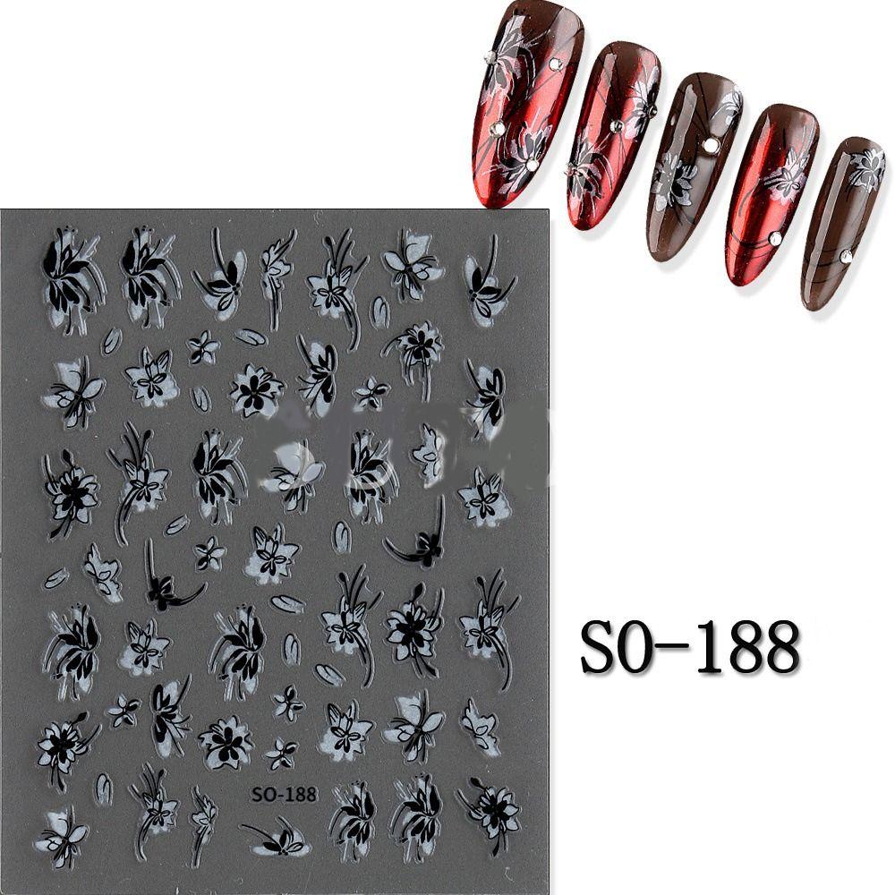 3D Charm Black White Flower Floral Petal Nail Decoration DIY Nail Art Stickers  for Nails